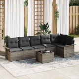 Cumpara ieftin Set de canapele pentru grădină cu pernă 7 pcs Gri Rattan poli