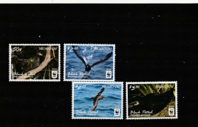 Niuafo&amp;#039;ou 2016 - Fauna , WWF , Petrel negru , serie 4 valori , dantelate , MNH , Mi.607-610 foto