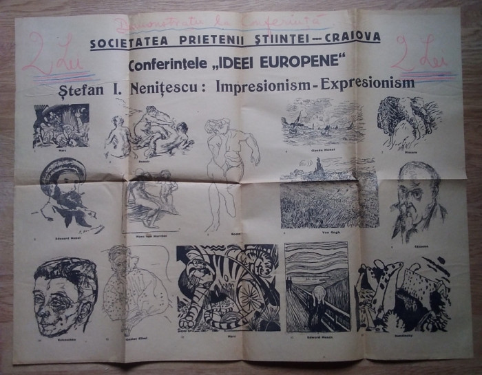 Afiș Ștefan I. Nenitescu : IMPRESIONISM - EXPRESIONISM ( Ideea Europeană) 1920