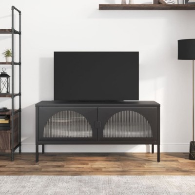 vidaXL Dulap TV, negru, 105x35x50 cm, sticlă și oțel 352998 foto