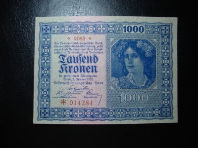 AUSTRIA 1000 KRONEN 1922 UNC foto