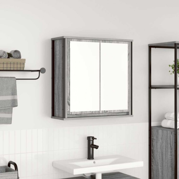 vidaXL Dulap de baie cu oglindă Gri Sonoma 60x21x60 cm 861900