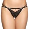 Bikini Sexy G-String cu Bijuterie Crotchless Negri M/L