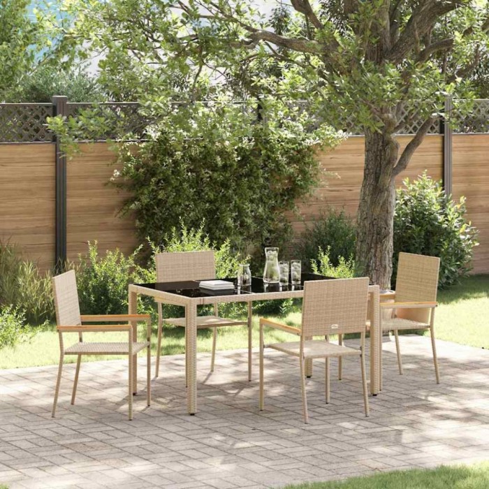 vidaXL Set de masă pentru grădină 5 pcs Bej 150 x 90 x 75 cm poliratan 3365392