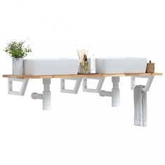 vidaXL Raft pentru lavoar montat pe perete, oțel și lemn masiv acacia 3302678