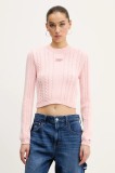 Tommy Jeans pulover de bumbac culoarea roz, DW0DW20256