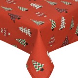 Față de masă decorativă pentru Crăciun, model brazi roșu 120x120cm, CMCLASS