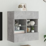vidaXL Comodă TV de perete cu lumini LED, gri beton, 58,5x30x60,5 cm