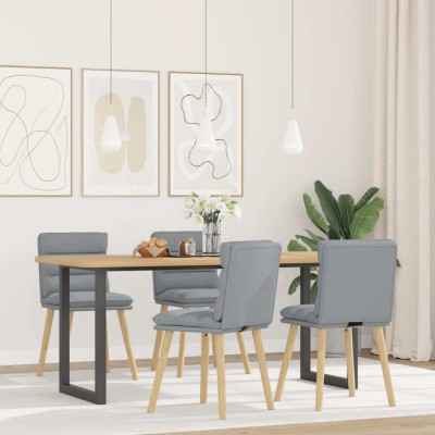 vidaXL Scaune de bucătărie pivotante, 4 buc., gri deschis, textil foto