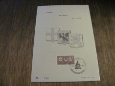 Timbru Obliterat cu Steme Heraldice, Ștampilă Specială Malmedy 1970, Ediție Limitată Colecție Heraldică Belgia 1970