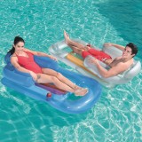 Saltea gonflabila pentru piscina, fotoliu sezlong 150x77 cm, suport pahar - Albastru