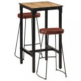 Set de bar, 3 piese, lemn masiv de mango brut și metal
