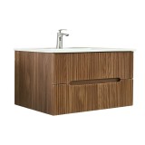 Mască baie Trent 100, 2 sertare, chiuvetă ceramică albă, stejar apus de soare, mobilier suspendat, design modern