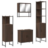 Cumpara ieftin Set mobilier de baie, 4 piese, stejar maro, lemn prelucrat