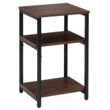 Noptiera cu 3 rafturi din PAL si cadru metalic, 35x31x59 cm, maro inchis