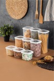 Cumpara ieftin Set 9 cutii de depozitare alimente FOLYBNM - 9, Alb