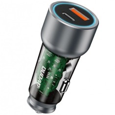 Incarcator Auto Dudao R4T, 30W, 3A, 1 x USB-A - 1 x USB-C, Gri foto
