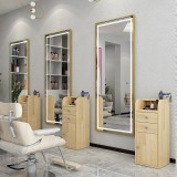 Consolă coafor frizerie oglindă coafor LED ramă din aluminiu 180x70 STD