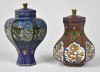 Doua vase vechi cu capac - atelier Asia - lucrate in tehnica cloisonne - email policrom