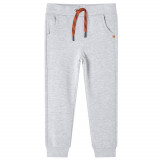 Pantaloni de trening pentru copii, gri melanj, 140, vidaXL