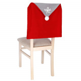 Husa decorativa pentru spatar scaun, model Mos Craciun, 68 x 48cm, culoare rosu/gri, Springos