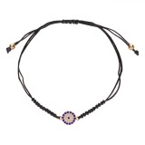 Brățară Femei, Language of Jewels, Siret Negru, Strass Ochi, Aurie, Albastru, Oem