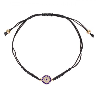 Brățară Femei, Language of Jewels, Siret Negru, Strass Ochi, Aurie, Albastru foto