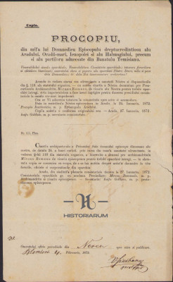 HST 71S Circulara episcop Procopie Ivacicovici 1872 Arad circulata postal foto