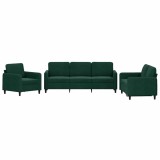 Cumpara ieftin Set de canapele, 3 piese, verde inchis, catifea