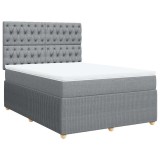 Cumpara ieftin Pat continental cu saltea, gri deschis, 160x200 cm, textil