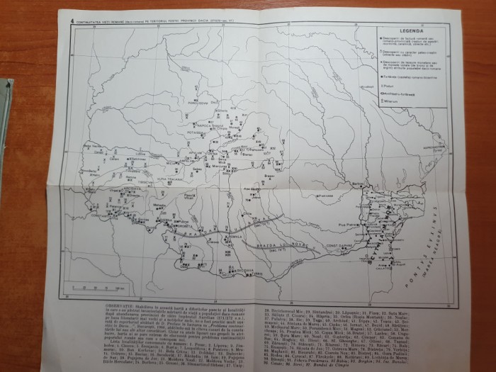 harta continuitatea vietii romane pe teritoriul fostei provincii dacia -anii &#039;70