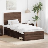 Cumpara ieftin Cadru de pat Stejar inchis 100 x 200 cm Lemn de pin masiv