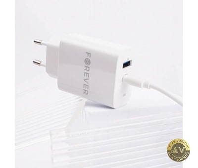 Incarcator Retea Forever TC-07-30AC 30W 3A 1 x USB-A - 1 x USB-C Alb foto