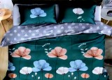 Cumpara ieftin Lenjerie de pat matrimonial cu husa elastic pat si fata perna dreptunghiulara, Butterfly, bumbac mercerizat, multicolor