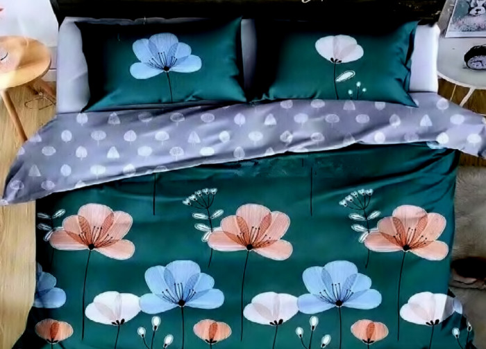 Lenjerie de pat pentru o persoana cu husa elastic pat si fata perna dreptunghiulara, Butterfly, bumbac mercerizat, multicolor