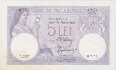 ROMANIA 5 LEI 1920 VF foto