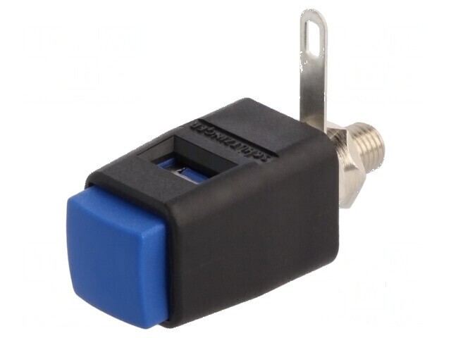 Clemă laborator albastră 70VDC 16A nichel 29mm