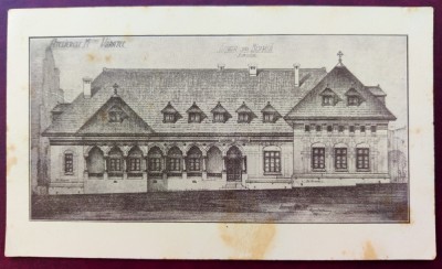 Atelierele Manastirii Varatec - Fatada spre Biserica (Proiect) RARA - dimensiuni mult mai mari decat normal 180x105 mm, printata, necirculata foto