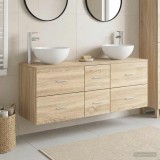 Cumpara ieftin Set dulap baie 3 buc. Stejar Sonoma 129 x 41 x 80 cm