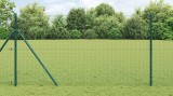VidaXL Set de st&acirc;lpi pentru gard Set de 2 Verde Plasă metalică 10 x 1 m