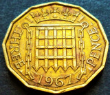 Moneda 3 (Three) PENCE - ANGLIA, anul 1967 * cod 2233 A