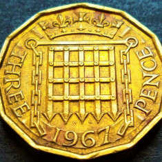 Moneda 3 (Three) PENCE - ANGLIA, anul 1967 * cod 2233 A