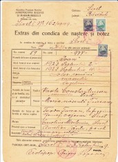 AMS - EXTRAS DIN CONDICA DE NASTERE SI BOTEZ, PAROHIA SIRET, ANUL 1949 foto