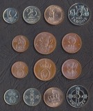 NORVEGIA █ SET DE MONEDE █ 1+2+5+10+25+50 Ore + 1 Krone █ 1972-2007 █ UNC