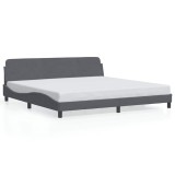 Cumpara ieftin Cadru de pat, Dover, gri inchis, 200x200 cm, catifea