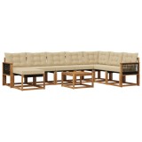vidaXL Set de canapele de exterior cu pernă 9 pcs Natural și Bej 3382161