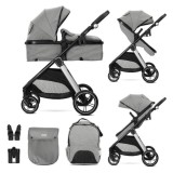 Carucior set 2 in 1, Lorelli Aspen, transformabil, set adaptori cos auto inclus, pana la 22 kg, Grey