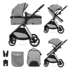 Carucior set 2 in 1, Lorelli Aspen, transformabil, set adaptori cos auto inclus, pana la 22 kg, Grey
