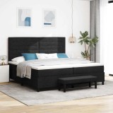 Cumpara ieftin Pat cu arcuri cu saltea Negru 200 x 200 cm țesătură