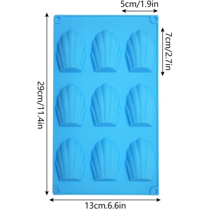 Set 2 bucati forme de copt pentru madeleine, 28 x 13 cm, silicon, albastru deschis